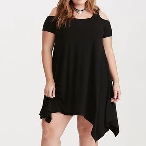 TORRID KNIT COLD SHOULDER HANDKERCHIEF DRESS